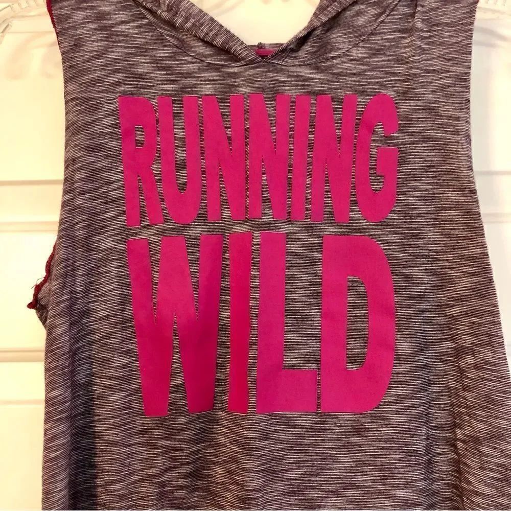 #EVCR Running Wild Hooded Sleeveless Top with Purple and White Stripes size M - Picture 2 of 8